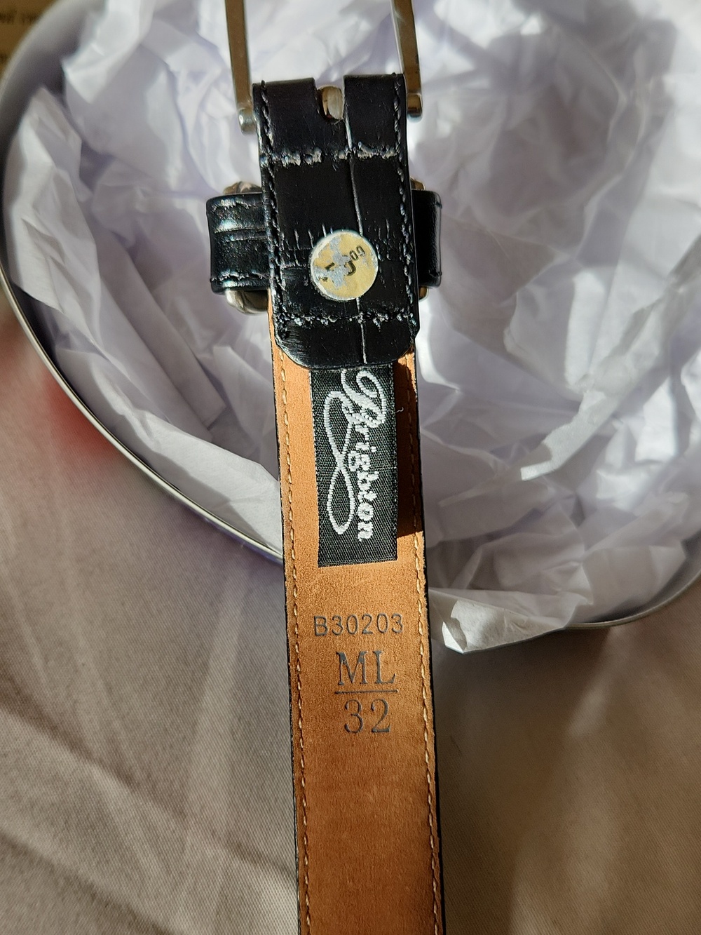 BRIGHTON Water Lily Black Leather Belt - Picture 5 of 6